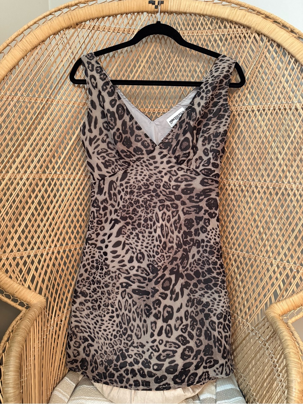 Princess Polly Taupe and Black Leopard Slip Dress